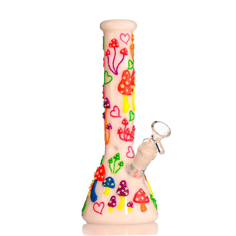 10" Hand-Painted 3D Mushroom Beaker Bong - Croia Glass