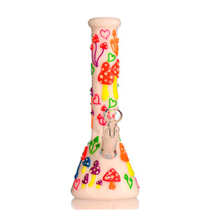 10" Hand-Painted 3D Mushroom Beaker Bong - Croia Glass