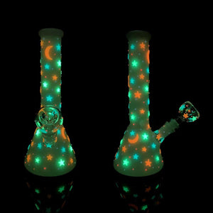 🌙 10" Moon & Stars Beaker Bong - Croia Glass