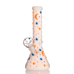 🌙 10" Moon & Stars Beaker Bong - Croia Glass