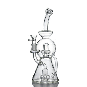 10" Double Crown Perc Recycler Bong – Clear Borosilicate, 14mm Joint - Croia Glass