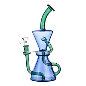 10" Dual-Chamber Hourglass Recycler Beaker Bong - Croia Glass