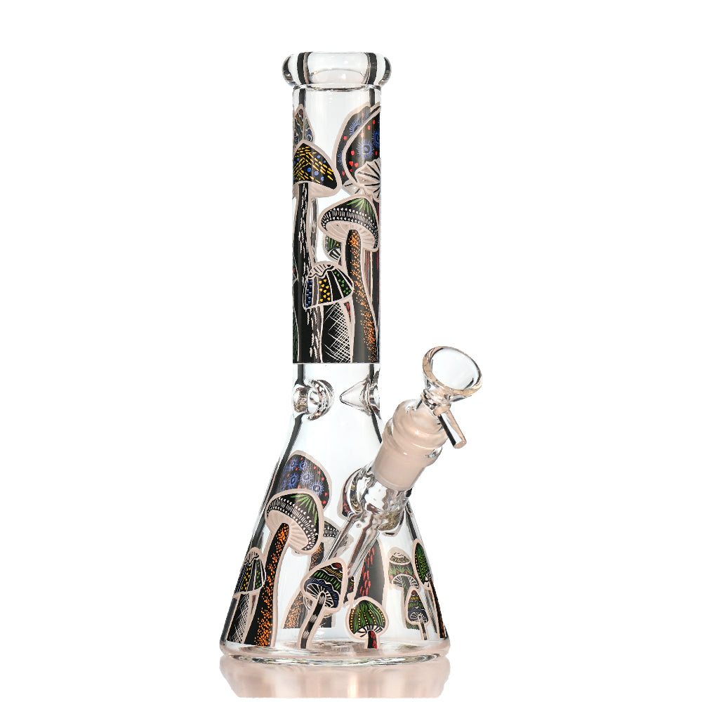 10" Forest Mushroom Beaker Bong – Thick Glass, 14mm Bowl - Croia Glass