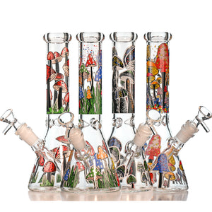 10" Forest Mushroom Beaker Bong – Thick Glass, 14mm Bowl - Croia Glass