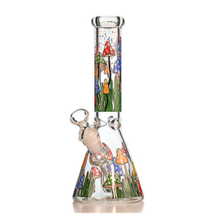 10" Forest Mushroom Beaker Bong – Thick Glass, 14mm Bowl - Croia Glass