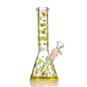 10" Fruit Decal Beaker Bong – Bright Heat-Cured Decals, Classic 14mm Beaker Design - Croia Glass