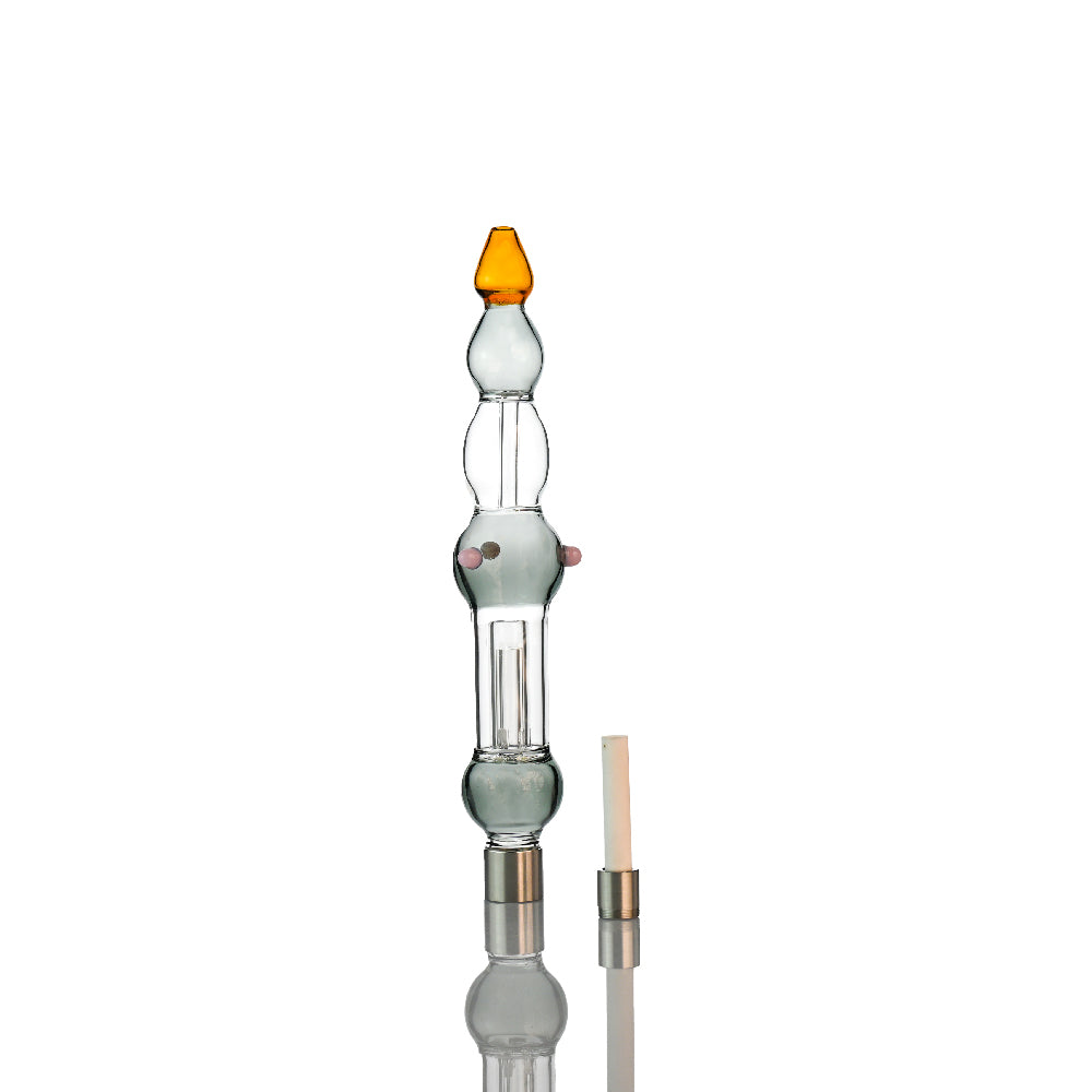 10" Stacked Orb Nectar Collector – Inline Barrel Perc, 510 Thread, 14mm Ceramic Tip - Croia Glass