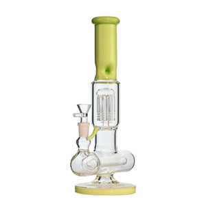 12" Pastel Dual Perc Water Pipe – Tree Perc + Inline Perc, Thick Glass, 14mm Bowl - Croia Glass