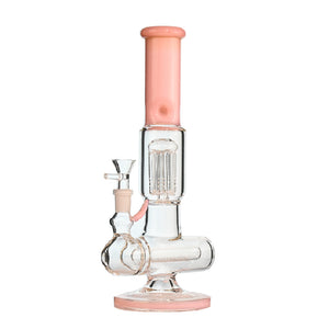 12" Pastel Dual Perc Water Pipe – Tree Perc + Inline Perc, Thick Glass, 14mm Bowl - Croia Glass