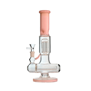 12" Pastel Dual Perc Water Pipe – Tree Perc + Inline Perc, Thick Glass, 14mm Bowl - Croia Glass