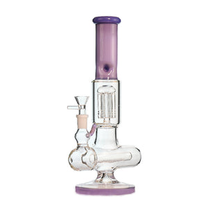 12" Pastel Dual Perc Water Pipe – Tree Perc + Inline Perc, Thick Glass, 14mm Bowl - Croia Glass