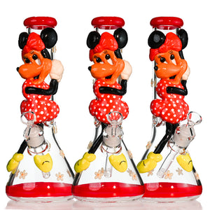13" 7MM Cartoon Girl Beaker Bong – Sculpted 3D Design, 18mm Bowl - Croia Glass