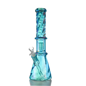 14" Iridescent Spiral Glass Beaker – Tree Perc, 18mm Bowl - Croia Glass