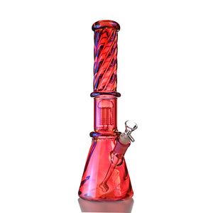 14" Iridescent Spiral Glass Beaker – Tree Perc, 18mm Bowl - Croia Glass