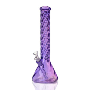 14" Iridescent Twist Beaker Bong – Thick Glass, 18mm Bowl - Croia Glass