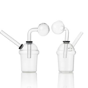 🥤 4 inch Cup-Shape Oil Burner Rig – Minimal Clear Borosilicate Mini Rig - Croia Glass