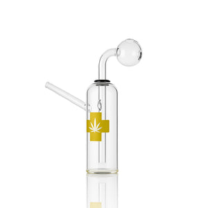 🩺 4 inch Medical Cross Oil Burner Rig – Clean Clear Cylinder Mini Rig - Croia Glass