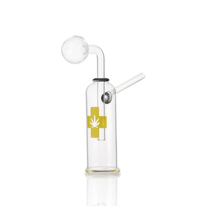 🩺 4 inch Medical Cross Oil Burner Rig – Clean Clear Cylinder Mini Rig - Croia Glass