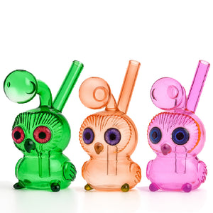 🦉 4 inch Owl Oil Burner Rig – Quirky Big-Eye Mini Glass Rig - Croia Glass