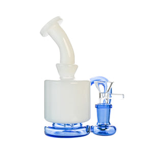 6" Compact Recycler Dab Rig – Barrel Chamber, External Loop Recycler, 14mm Bowl - Croia Glass