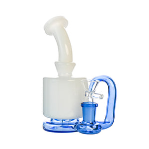 6" Compact Recycler Dab Rig – Barrel Chamber, External Loop Recycler, 14mm Bowl - Croia Glass