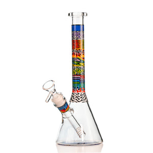 7" WigWag Decal Beaker Bong – Compact Design, Thick Glass, Heat-Cured Tribal Decals - Croia Glass
