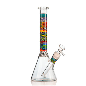7" WigWag Decal Beaker Bong – Compact Design, Thick Glass, Heat-Cured Tribal Decals - Croia Glass