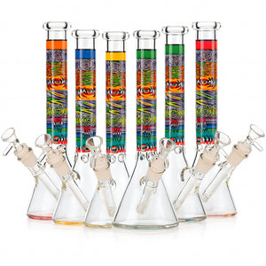 7" WigWag Decal Beaker Bong – Compact Design, Thick Glass, Heat-Cured Tribal Decals - Croia Glass