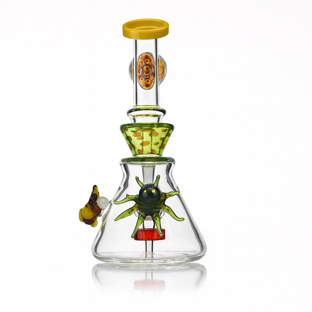 9" Ocean Reef Glass Bong – Hand-Sculpted Fish & Octopus Art, Showerhead Perc - Croia Glass