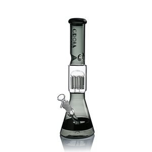 Croia Glass 15 inch black beaker bong with tree percolator and ice catcher
