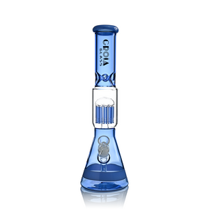 Croia Glass 15 inch blue beaker bong with tree percolator and ice catcher