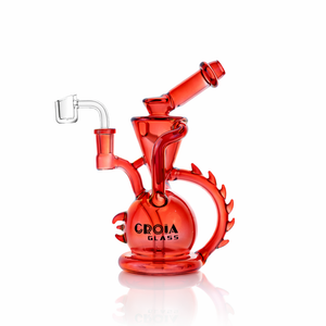 Croia Glass dragon recycler dab rig with dragon red iridescent finish