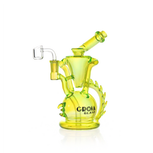 Neon lime dragon recycler dab rig with external return loop