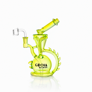 Croia Glass dragon recycler dab rig neon lime iridescent glass