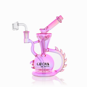 Croia Glass dragon recycler dab rig in sakura pink iridescent glass