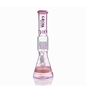 Croia Glass 15 inch pink beaker bong with tree percolator and ice catcher