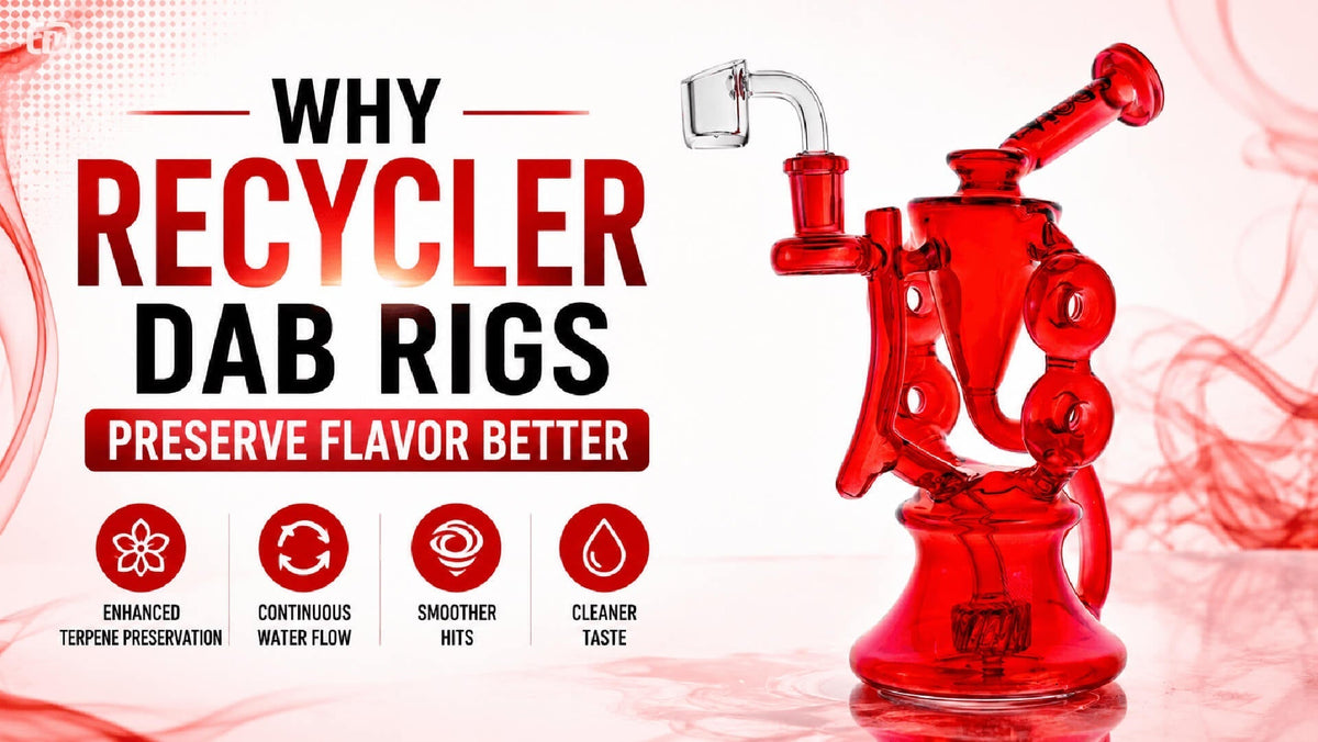 Croia Glass recycler dab rig engineered for smoother airflow, cleaner vapor, and enhanced flavor preservation.