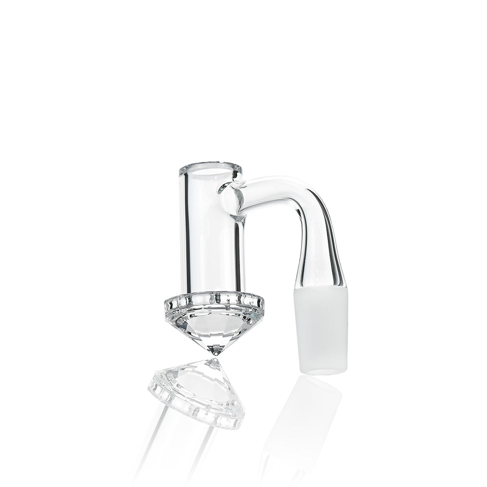 Full Weld Faced Diamond Bottom Quartz Banger – 14mm Male, 90° | Beveled Edge