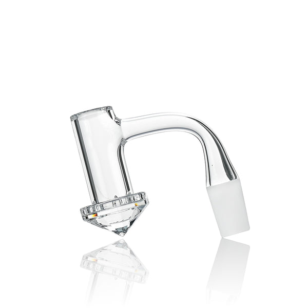 Full Weld Faced Diamond Bottom Quartz Banger – 14mm Male, 90° | Beveled Edge