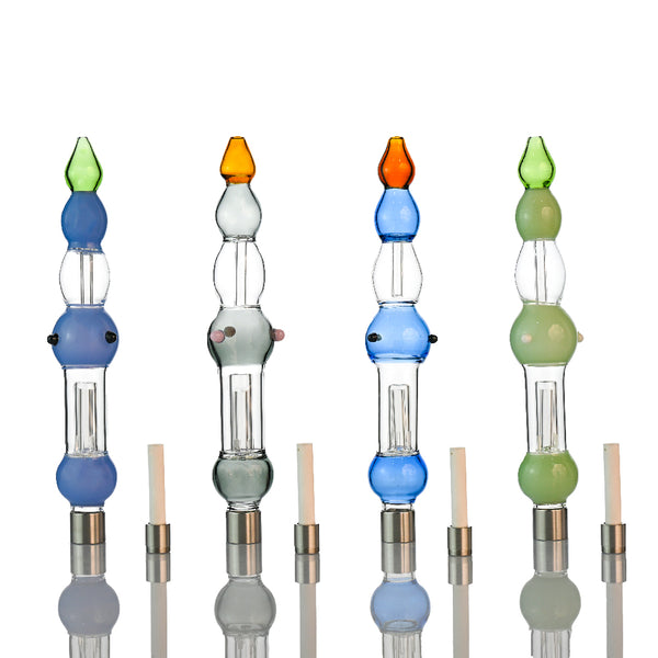 10" Stacked Orb Nectar Collector – Inline Barrel Perc, 510 Thread, 14mm Ceramic Tip