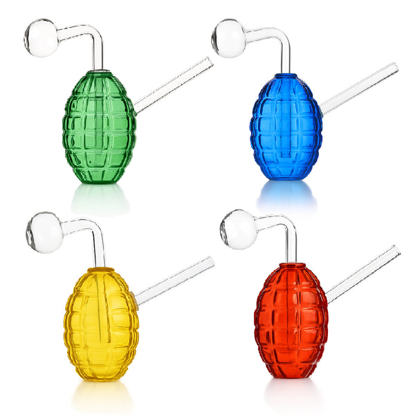 💣 4 inch Grenade Oil Burner Rig – Textured Oval Body Mini Glass Rig