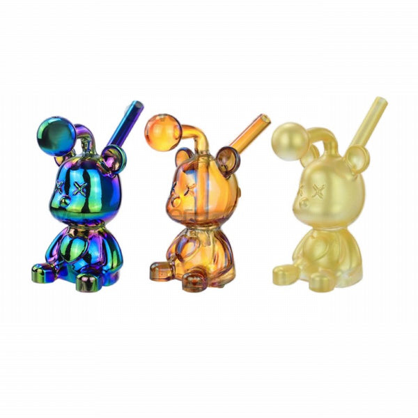 5.5" Metallic Color Bear Glass Oil Burner Rig