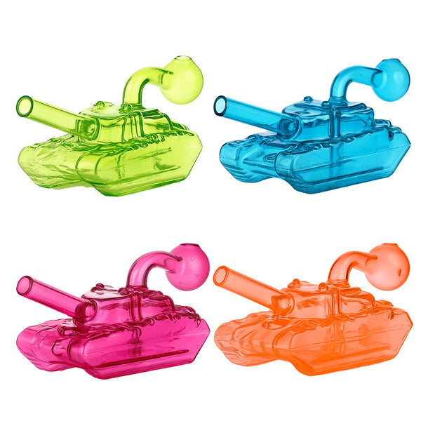 🚜 6 inch Tank Oil Burner Rig – Bold Character Mini Glass Rig