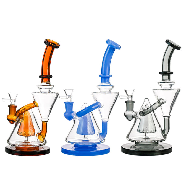10" Cone Recycler Bong – Multi-Chamber Cyclone Flow, Colored Accents, 14mm Bowl