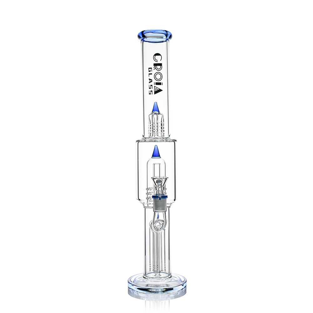 Croia Glass 16 inch triple rocket perc scientific glass bong