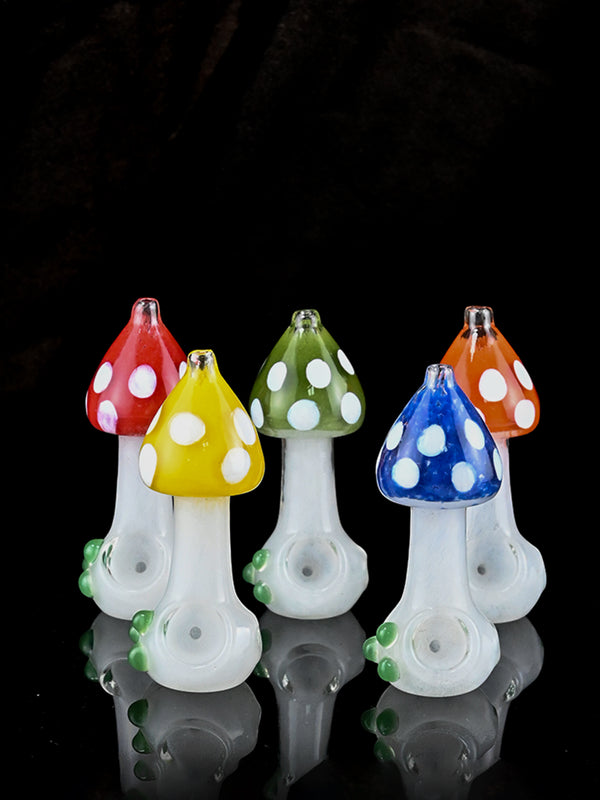 Snow White Mushroom Glass Pipe