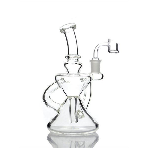 5" Mini Clear Recycler Dab Rig – Funnel Chamber Design + 10mm Quartz Banger