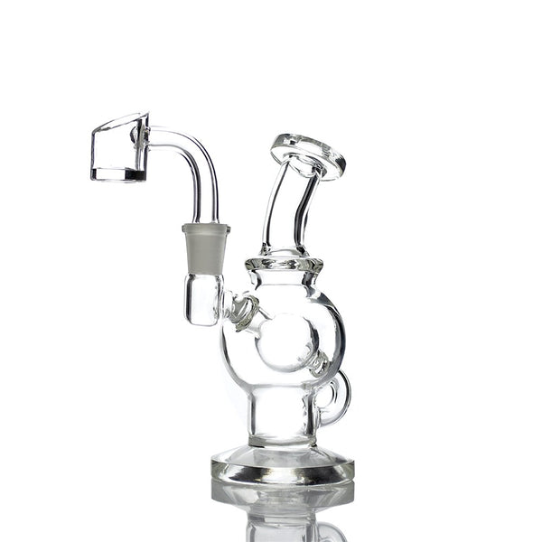 5" Mini Sphere Dab Rig – Clear Recycler Body + 10mm Quartz Banger