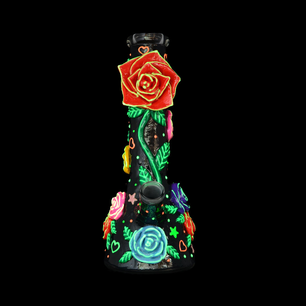 Black Rose Glass Hand Painted Bong – Croia Glass