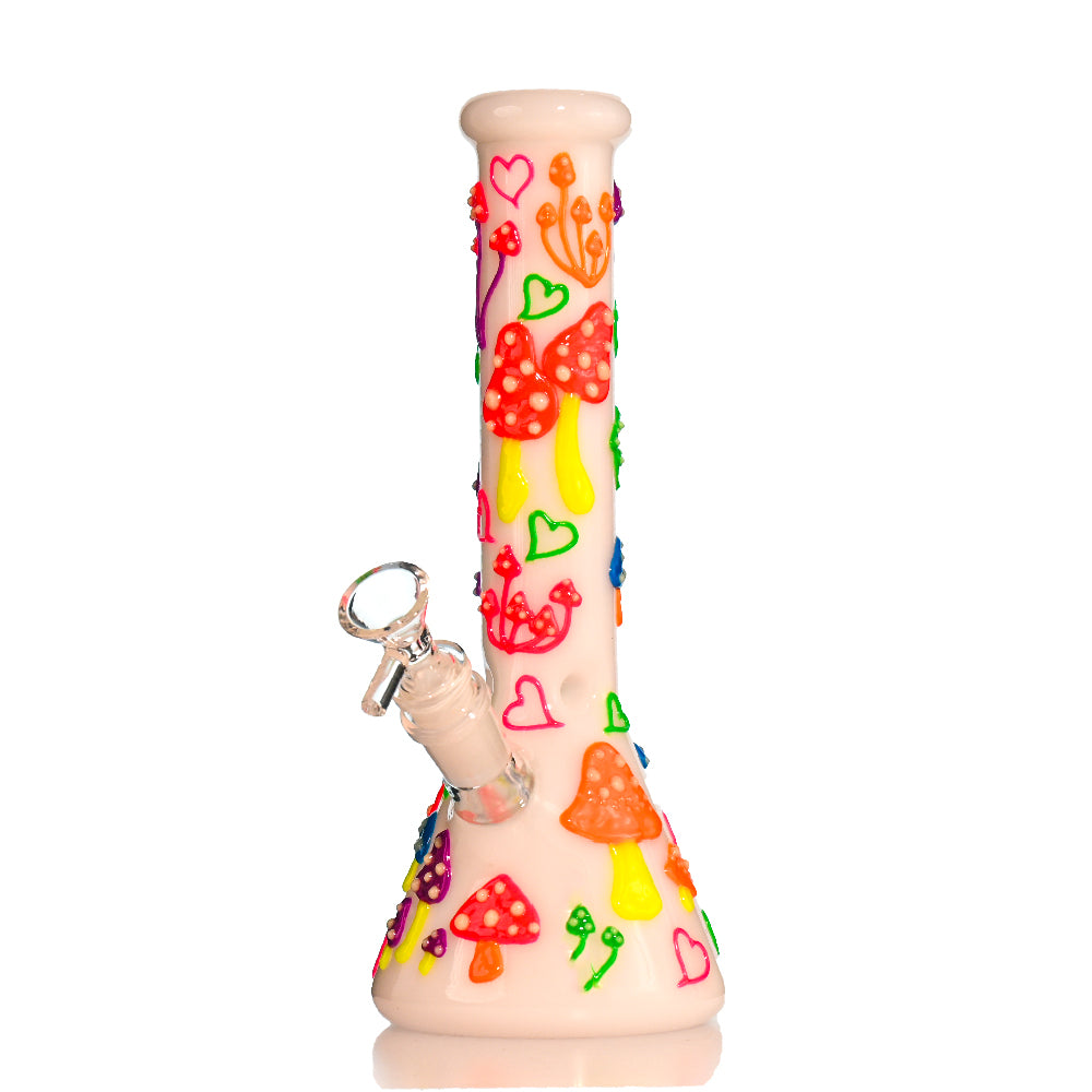 10" Hand-Painted 3D Mushroom Beaker Bong - Croia Glass